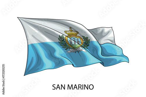 San Marino national flag waving in the wind illustration