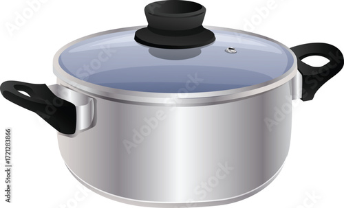 metal pot kitchen utensil realistic style