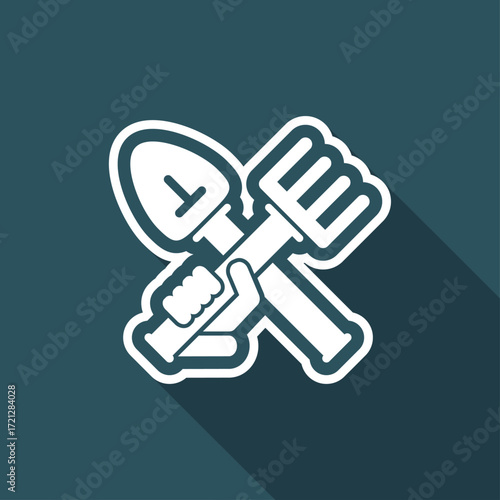 Shovel and rake icon