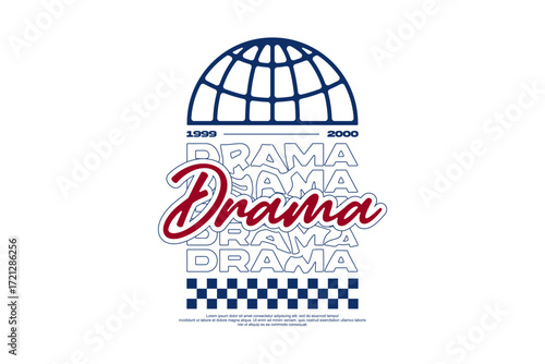 Drama streetwear fashion vector template 