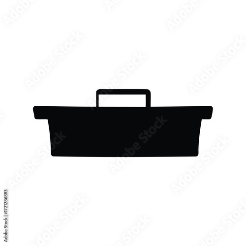 Silhouette illustration of a toolbox or tool carrier with a handle in black