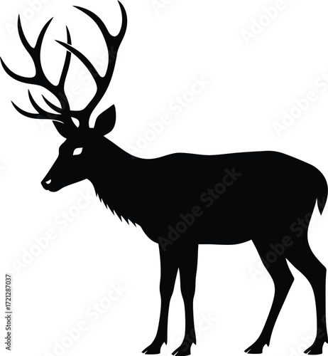 Black deer silhouette vector illustration isolated on white