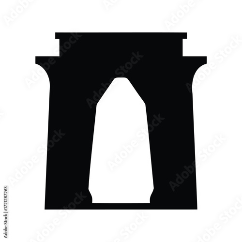 Silhouette of a classic architectural structure resembling an archway or monument