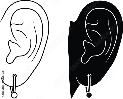 Ear piercing vector illustration body art fashion accessory
