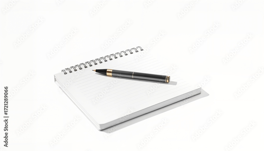 Naklejka premium Blank notebook with pen placed on desk for writing notes