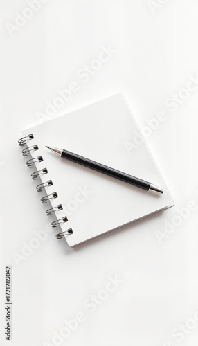 Wallpaper Mural Blank notebook and pen on white background for note-taking   Torontodigital.ca