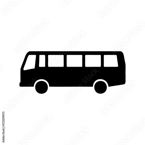 Silhouette of a city bus with windows, ready to transport passengers.