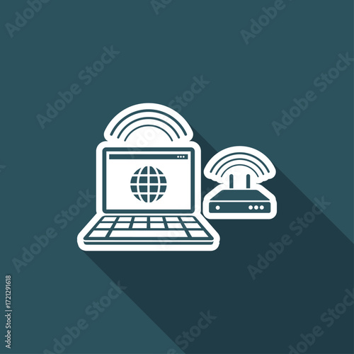 WI-FI, modem and web connection - Flat minimal icon