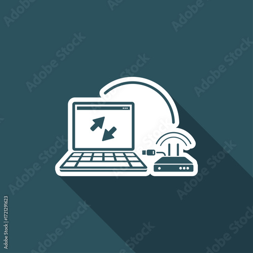 Router and laptop connection - Flat minimal icon