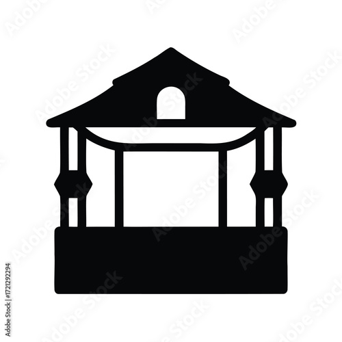 Silhouette of a charming gazebo structure with classic design elements and embellishments