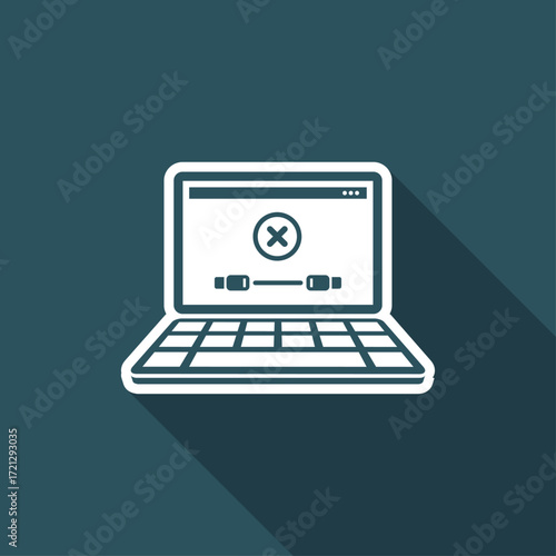 Error cable connection on computer - Vector flat minimal icon