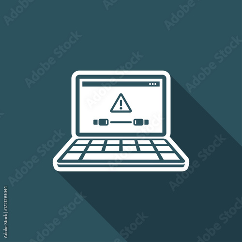 Cable connection to pc - alert notice - Vector flat minimal icon