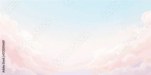 Colorful and bright pink clouds fill the summer sky, creating a beautiful cloudscape as the sunlight breaks through