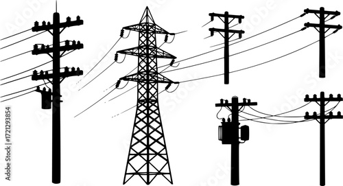 Electric pole silhouette, Utility pole silhouette, Electric pole , Power lines pole silhouette, Power pole silhouette 