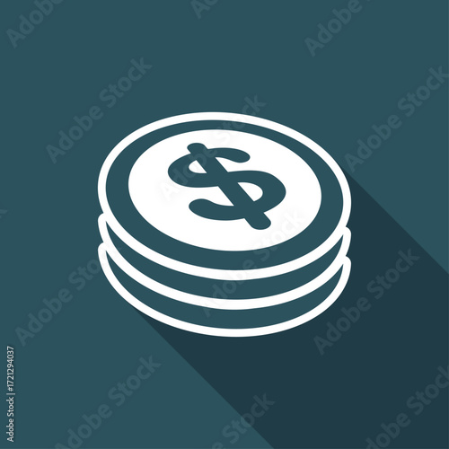 Dollar coin flat icon