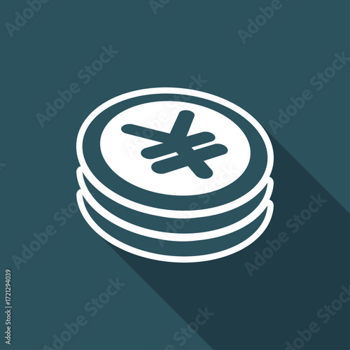 Yen coin flat icon
