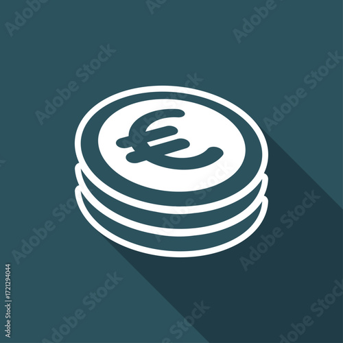 Euro coin flat icon