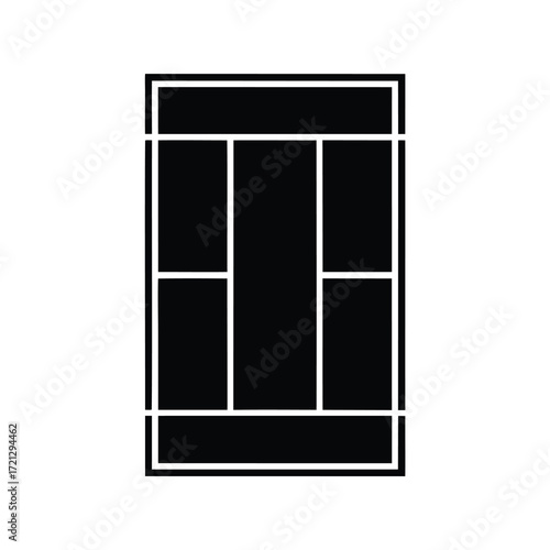 Stylized Tennis Court Illustration with Clear Boundary Lines and Black Background