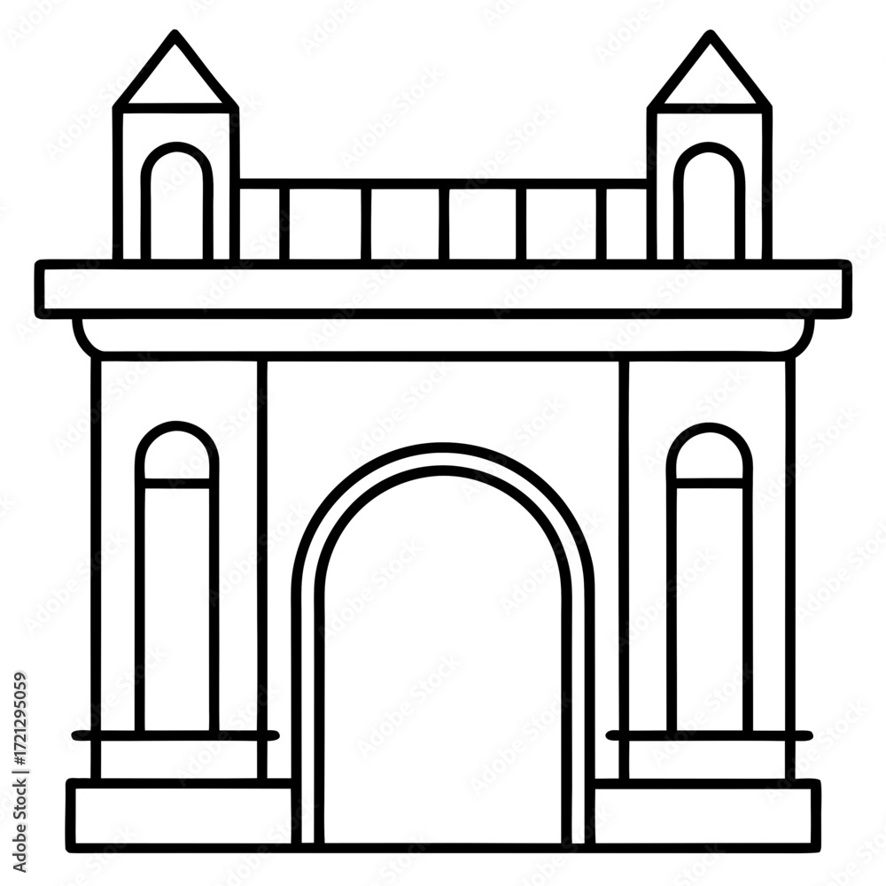 Fototapeta premium Arched Gateway line art vector