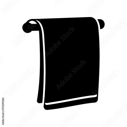 Minimalist Black and White Towel Rack Illustration for Bathroom Design