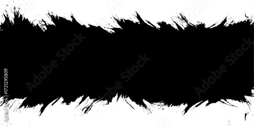 Black ink brush stroke zigzag vector design element for grunge texture. make-up cosmetic mascara brush stroke on white. Watercolor brush stroke isolated.