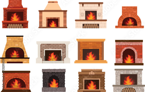 fire in fireplace