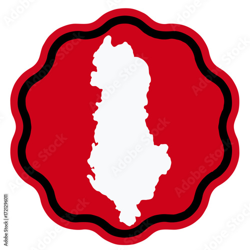 albenia map design on flag colour badge shape icon, albenia's badge sticker with flag colors 