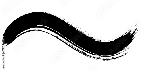 Black ink brush stroke zigzag vector design element for grunge texture. make-up cosmetic mascara brush stroke on white. Watercolor brush stroke isolated.