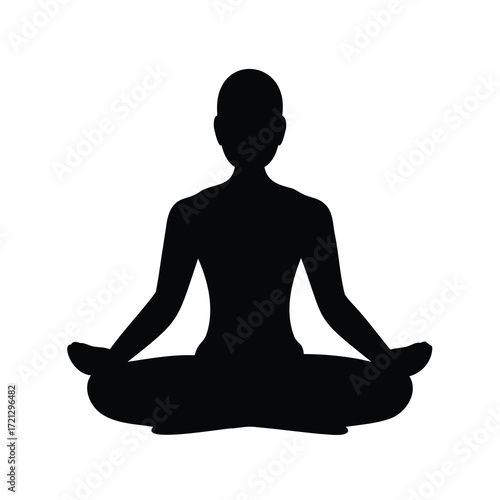 Silhouette of a person in lotus position, symbolizing zen and wellbeing practice