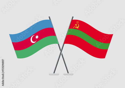 Azerbaijan and Transnistria vector flags image for banner or brochure