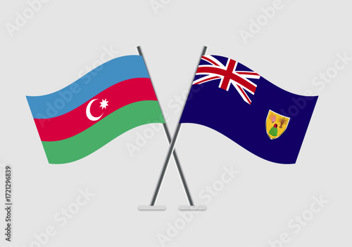 Azerbaijan and Turks and Caicos Islands vector flags graphic concept for duality
