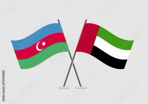 Azerbaijan and United Arab Emirates vector flags illustration with unity tone