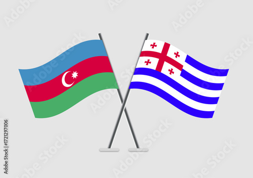 Azerbaijan and Ajaria vector flags isolated on light background