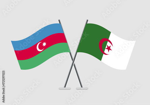 Azerbaijan and Algeria vector flags icon with flat vector elements