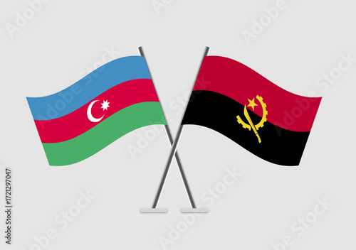 Azerbaijan and Angola vector flags image with clean minimal layout