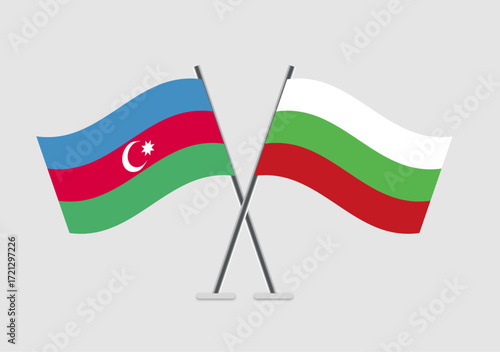 Azerbaijan and Bulgaria vector flags in high-resolution flat design