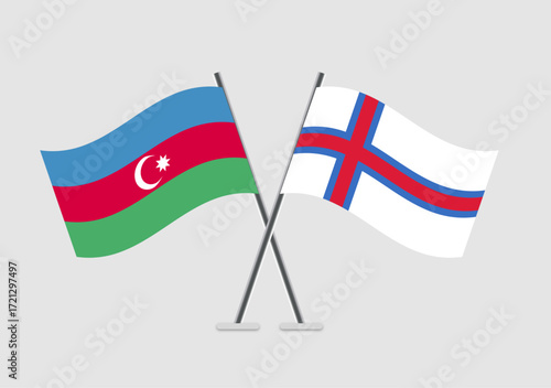 Azerbaijan and Faroe Islands vector flags illustration for peace concept