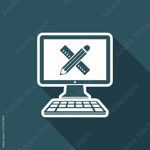 Computer design project - Vector web flat icon