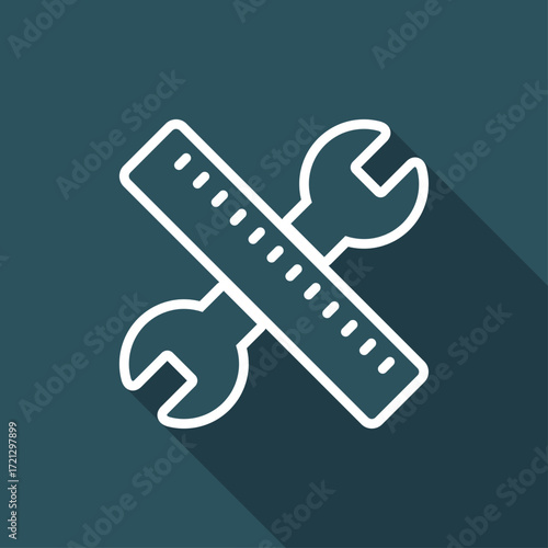 Wrench and pen - Design project - Vector web flat icon