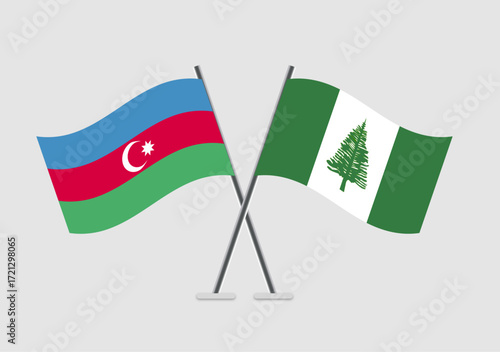 Azerbaijan and Norfolk Island vector flags graphic illustration for concept art