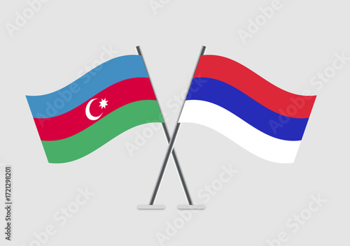 Azerbaijan and Republika Srpska vector flags with minimal patriotic graphics