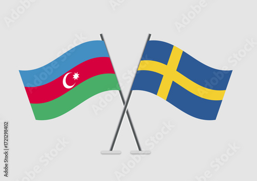 Azerbaijan and Sweden vector flags vectorized for presentation