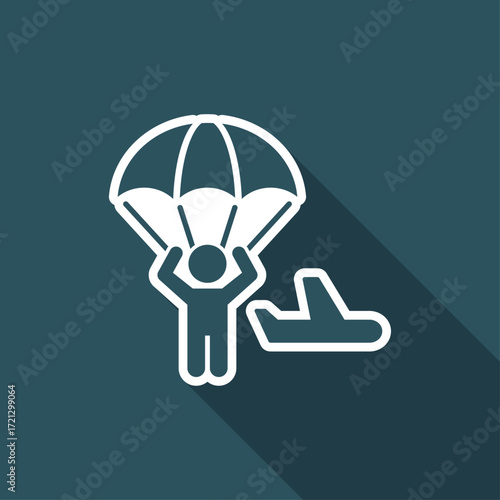 Parachuting concept - Minimal vector icon