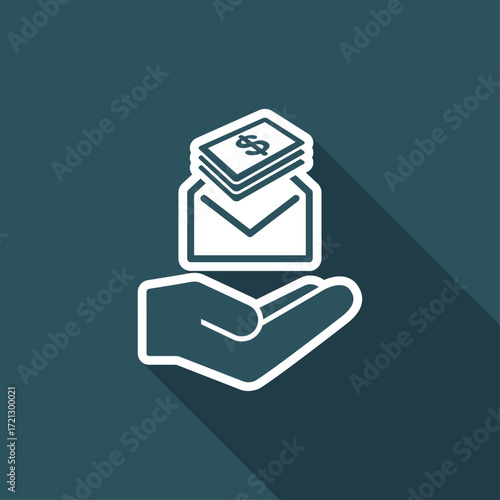 Give envelope with dollars banknotes - Minimal icon