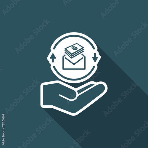 Envelope containing dollars - Minimal modern flat icon