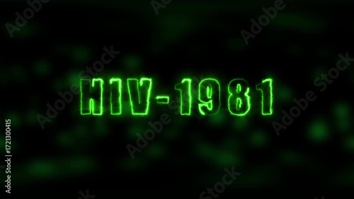 Electric Green Neon Text HIV-1981 with Matrix Background HIV-1981 glowing