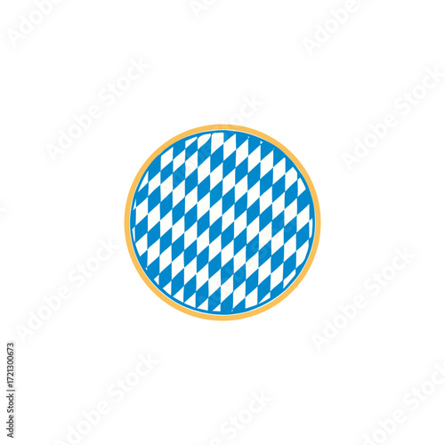 Round Bavarian Flag Design with Gold Border
