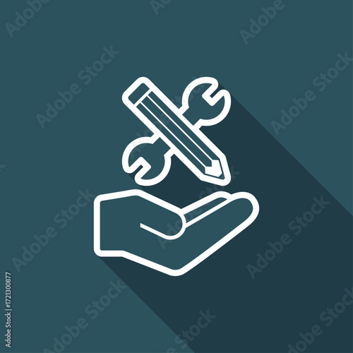 Wrench and pen - Design project icon
