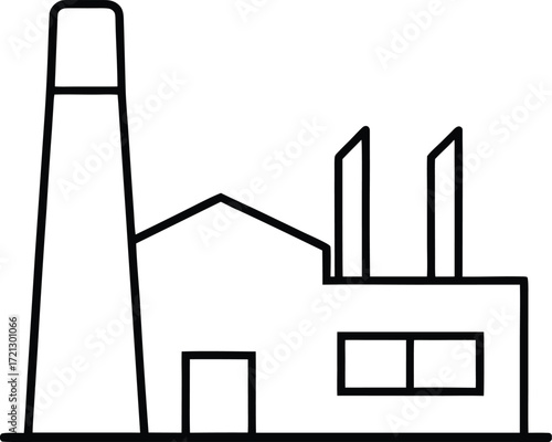 vector illustration of a factory building with ladder and sky background