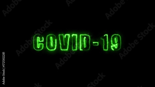 Bright Green Neon COVID-19 Text Against Black COVID-19 coronavirus